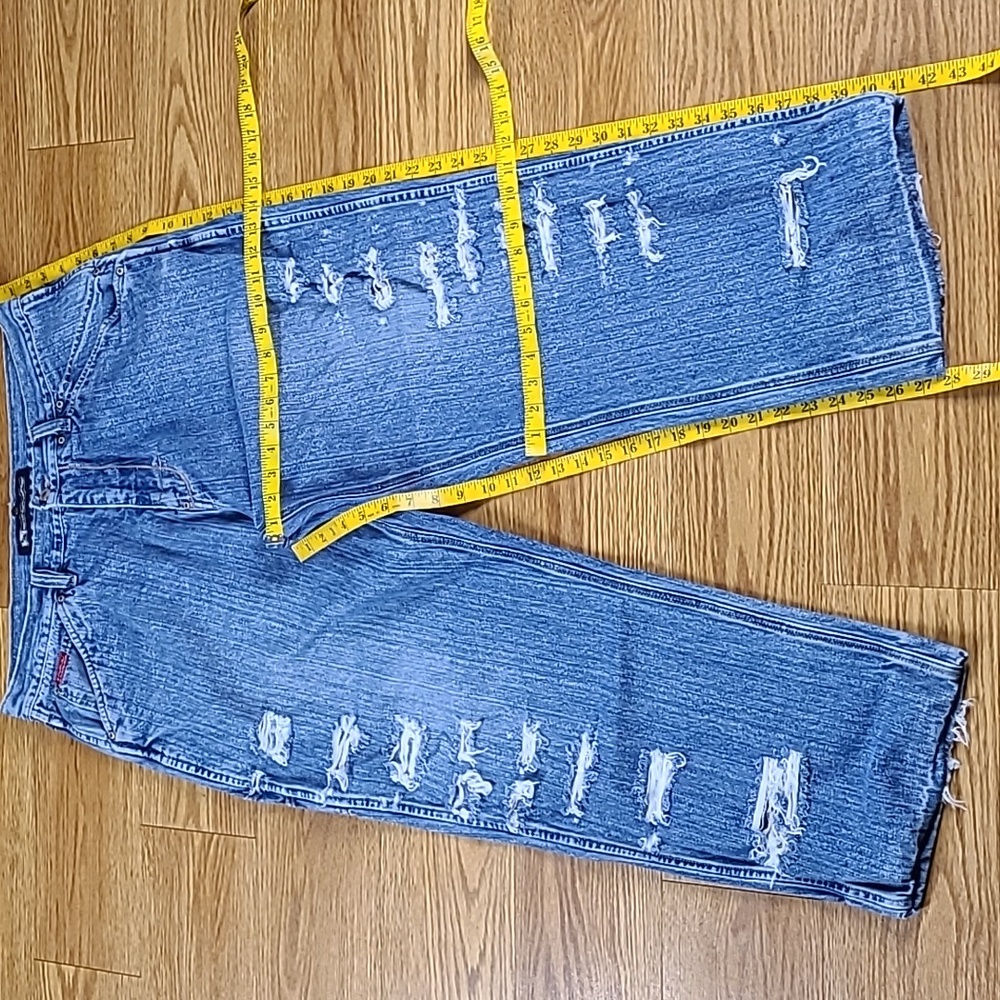 DRUNKN MUNKY VINTAGE 38x28 MENS DISTROYED FADED STRIGHT BAGY JEANS